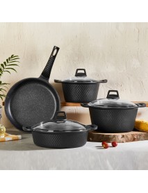 Gulsan Mina Crystal Granite Cast Black 7 Piece Set