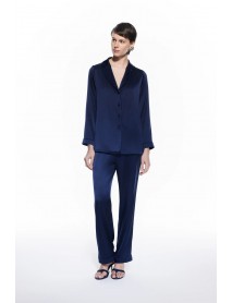 Mers Silk Luno Silk Pyjama Set Navy Blue