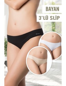 DoReMi 3-Piece 100% Natural Cotton Comfortable Fit Combed Cotton Women's Slip Panties 002-000421