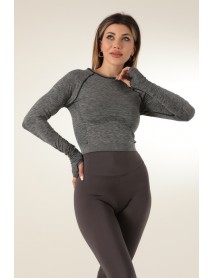001-001112 Miofit Long Sleeve Women's Sports T-Shirt Gray Melange
