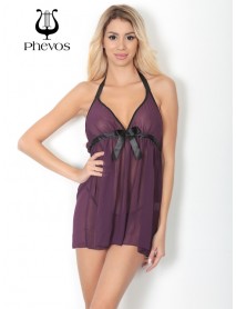 Phevos Decollete Transparent Fancy Nightgown Purple 012-000156