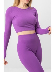 002-000133 DoReMi Seamless Long Sleeve Ribbed Bustier Purple