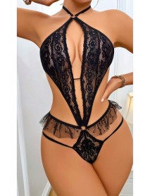 Ruselin Lace Ruffle Sexy Black Babydoll Ruselin 2050