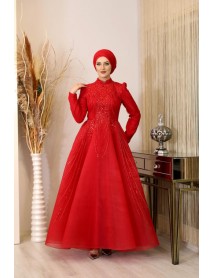 Piennar Bead Detail,Samyeli,Evening Dress- Red