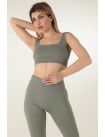 002-000144  DoReMi Seamless Ribbed Sports Bra Khaki