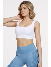 002-000144  DoReMi Seamless Ribbed Sports Bra White