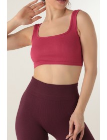002-000144 DoReMi Seamless Ribbed Sports Bra Fuchsia