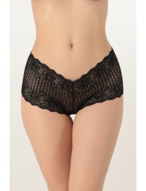 Miorre Floral Lace Comfortable Elegance Women Hipster Panties Black 001-000905