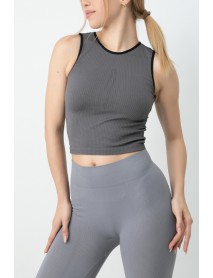 Gigotto Seamless Ripped Crop T-Shirt Grey 001-001214 