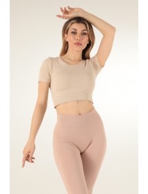 002-000107 DoReMi Seamless Short Sports Crop Beige