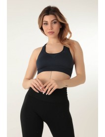 999-ZZ0124 MioFit Thick Strap Patterned Seamless Sports Bra  Navy Blue