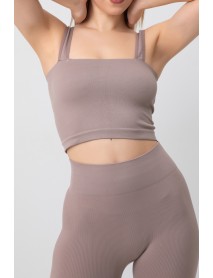 002-000164  DoReMi Seamless Ribbed Square Neck Thick Strap Sports Bra