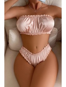 DoReMi Unpadded Satin Strapless Bralette Set Powder 002-002316