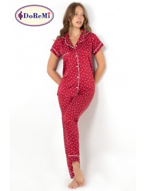  DoReMi Burgundy Heart Short Sleeve Pajama Set 002-000831