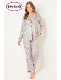 DoReMi Striped Natural Viscose Soft Buttoned Pajama Set 002-000848
