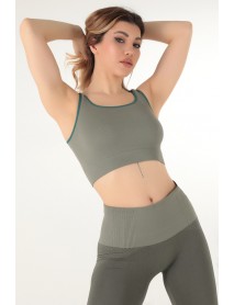 999-ZZ0129  Miorre Thick Strap Ribbed Sports Bra Khaki