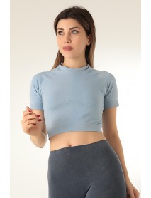  001-001113  Miofit Short Sleeve Women's Sports T-Shirt Baby Blue Melange