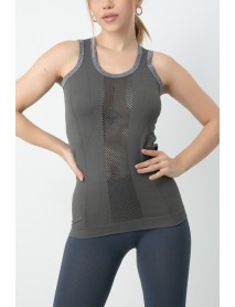 Gigotto Women's Mesh Detailed Sports T-Shirt Gray 001-001267  