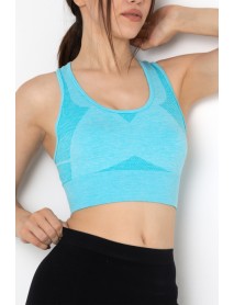 001-001116 Miofit Seamless Unpadded Women's Sports Bra Baby Blue Melange