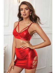Phevos Fancy Leather Skirt Bustier Set 011-008047